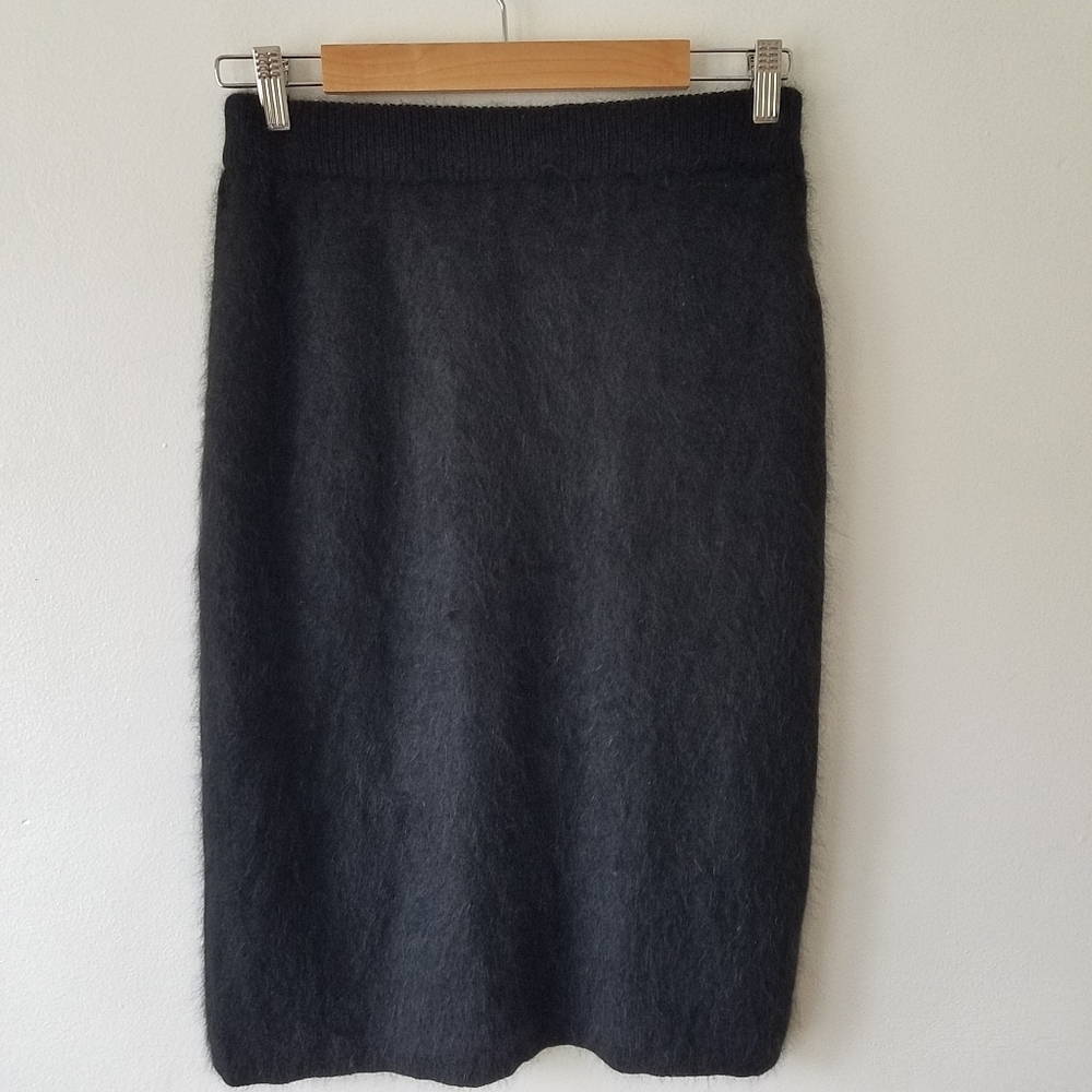 Vintage Starlight Design Angora Blend Black Fuzzy Eyelash Lined Pencil Skirt - Picture 7 of 10